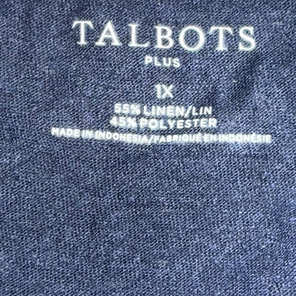 TALBOTS DROP SHOULDER V-NECK TEE - Plus 1X Indigo Blue - Picture 6 of 12